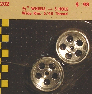 K&B Smooth Deep Dish Aluminum Slot Car Wheels 1 Pair Wide Rim 5:40 Thread NOS 